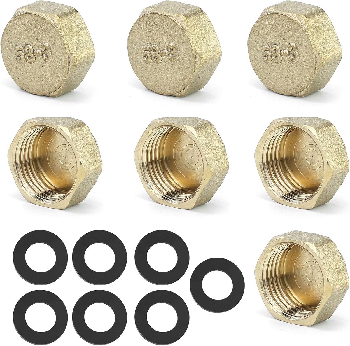 Blind plugs 1/2 inch - messing met rubber afdichtingen - eenvoudig te installeren - ideaal voor waterleidingen - SnelShoppen