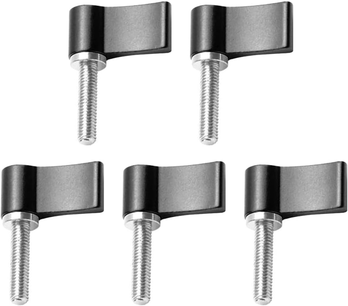 SnelShoppen - 5-delige M5 17mm Draadknop Aluminium Verstelbare Duimhendel Schroef met Enkele Vleugel voor Camera Apparatuur (Zwart)
