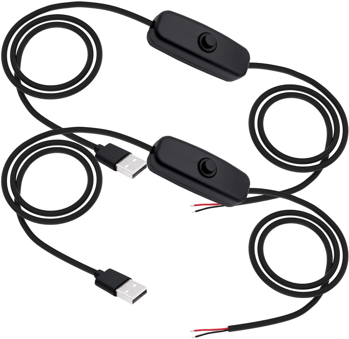 USB Power Switch Extension Cable to Bare Wire Ends, USB 2.0 Cable Cord with On/Off Switch to DIY Pigtail Wires for LED - ShopVlot
