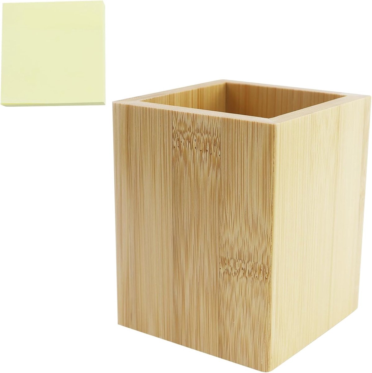 SnelShoppen - Bamboo Pen Holder - Bamboo Penhouder Desk Pencils Organizer - Multifunctionele Opslag - Met Praktisch Notitieboekje - Houd Je Bureau Net