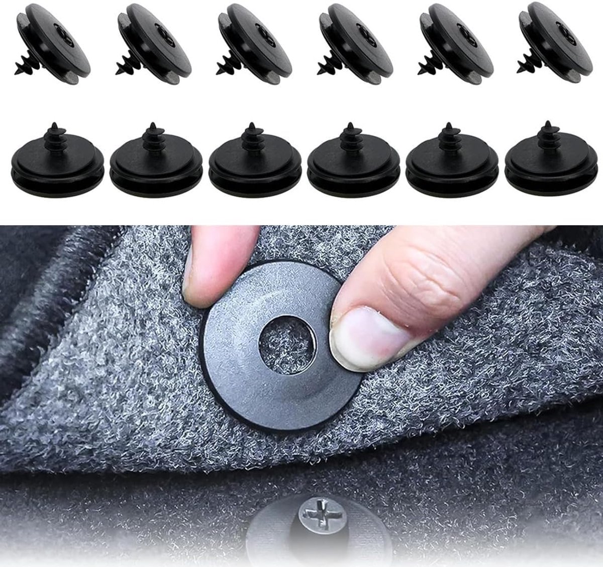 SnelShoppen - 12 Stuks Universele Auto Clips, 3-in-1 Auto Vloermatten, Drukclips, Antislip Houder, Rubber Mat Set voor Auto, Vloermat Clip Set, Auto A