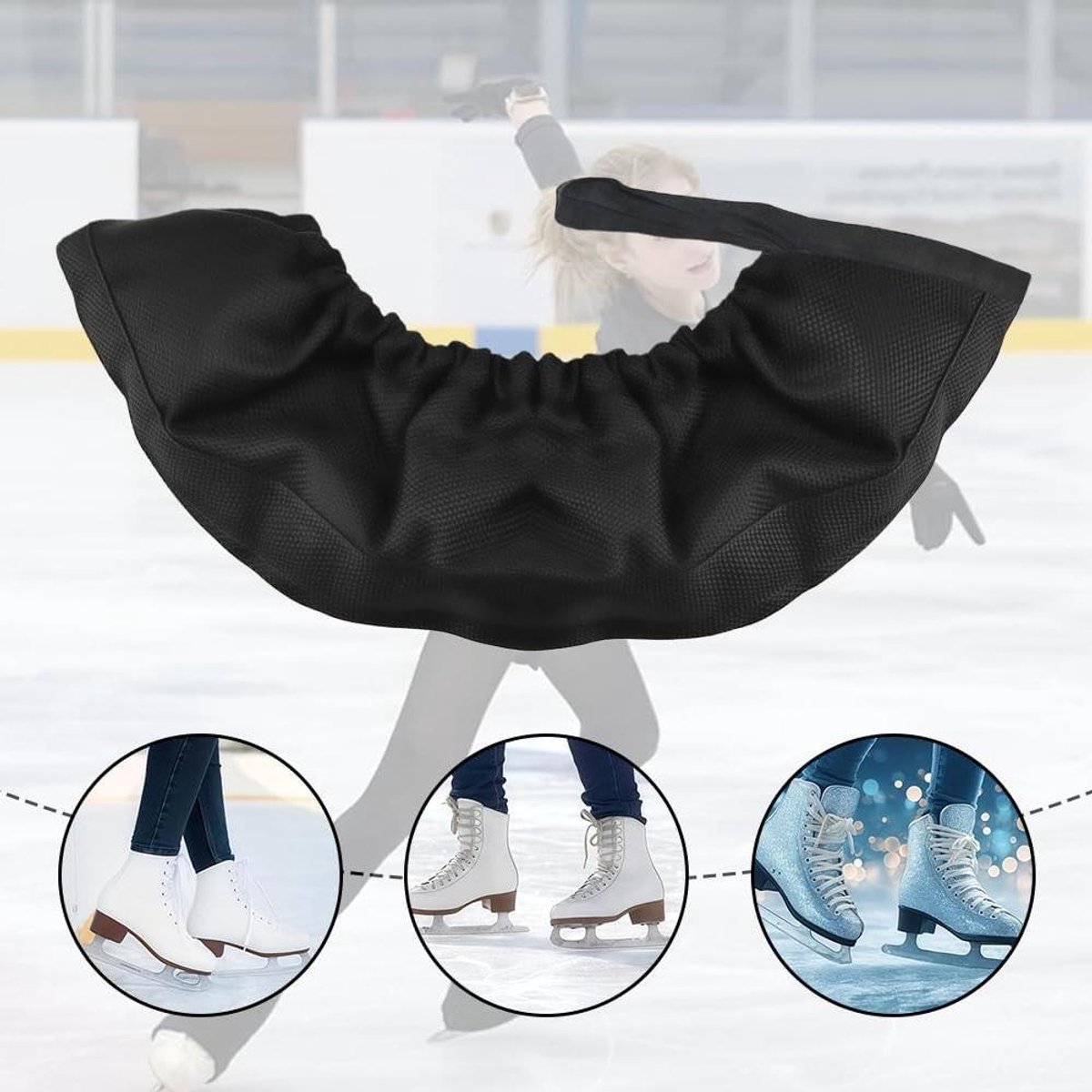 Schaatsbeschermers - Schaats Covers - Schaatsen Beschermen - Elastisch Materiaal - 1 Paar - Zwart