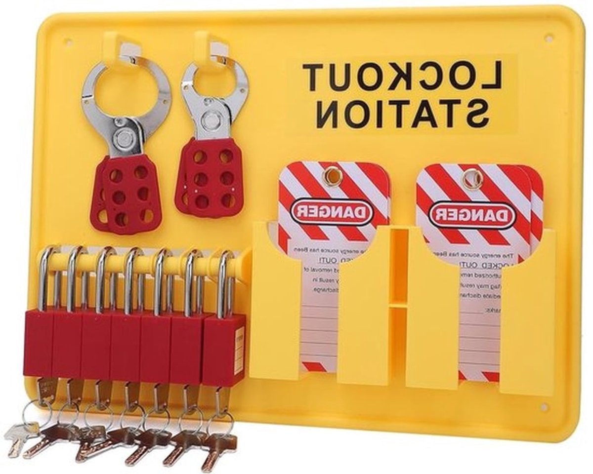 Lockout-Tagout-station voor veiligheid, muurbevestigde Lockout-kit, ruimte voor LOTO-apparatuur en opslag, ideaal voor bedrijven en werkplaatsen
