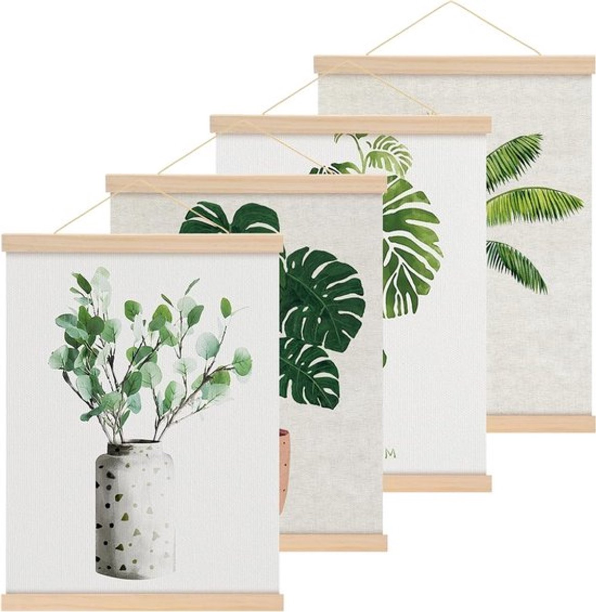 Set van 4 Magnetische Poster Hangers voor A3 Posters en Foto's - Natuurlijke Houten Lijsten voor Muurdecoratie, Kunst en Kaarten met Magneten