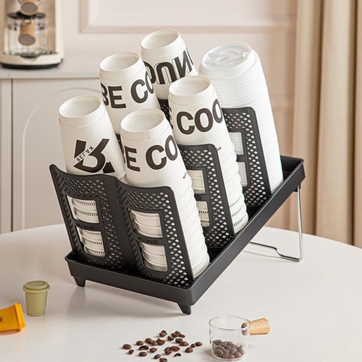 Cup- en Dekselhouder voor Thuis, Kantoor en Café - Compact en Duurzaam Plastic voor 4 Maten