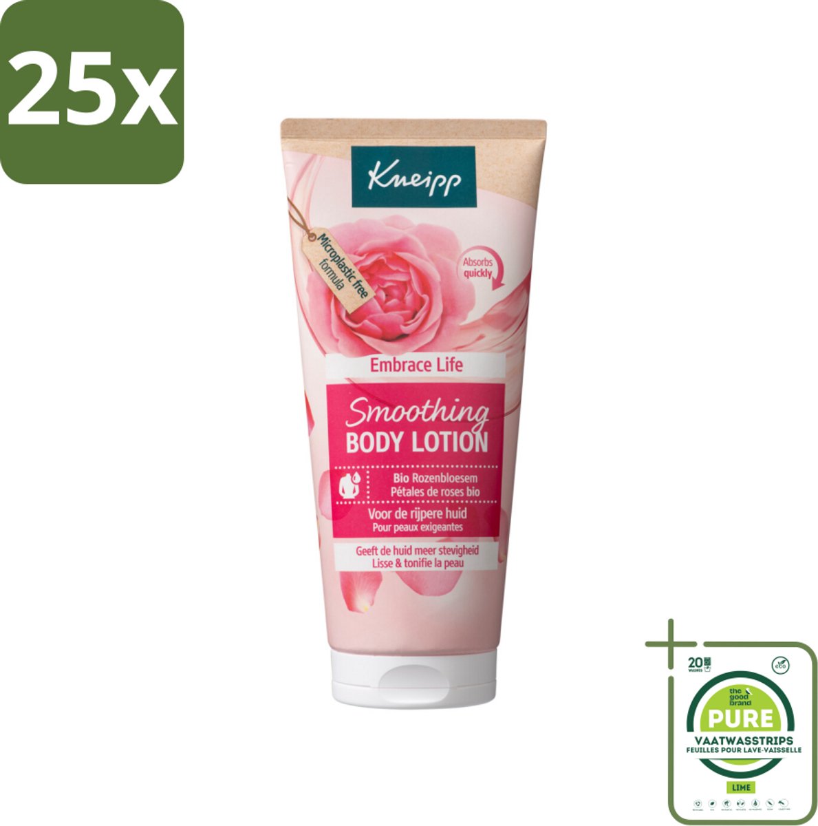 25 x Kneipp - Body lotion - Embrace Life - Anti‑Aging verzorging - 200 ml - Grootverpakking - Rijpe Huid - Anti-aging - Bodylotion - Hydraterende Crème - Verzorging