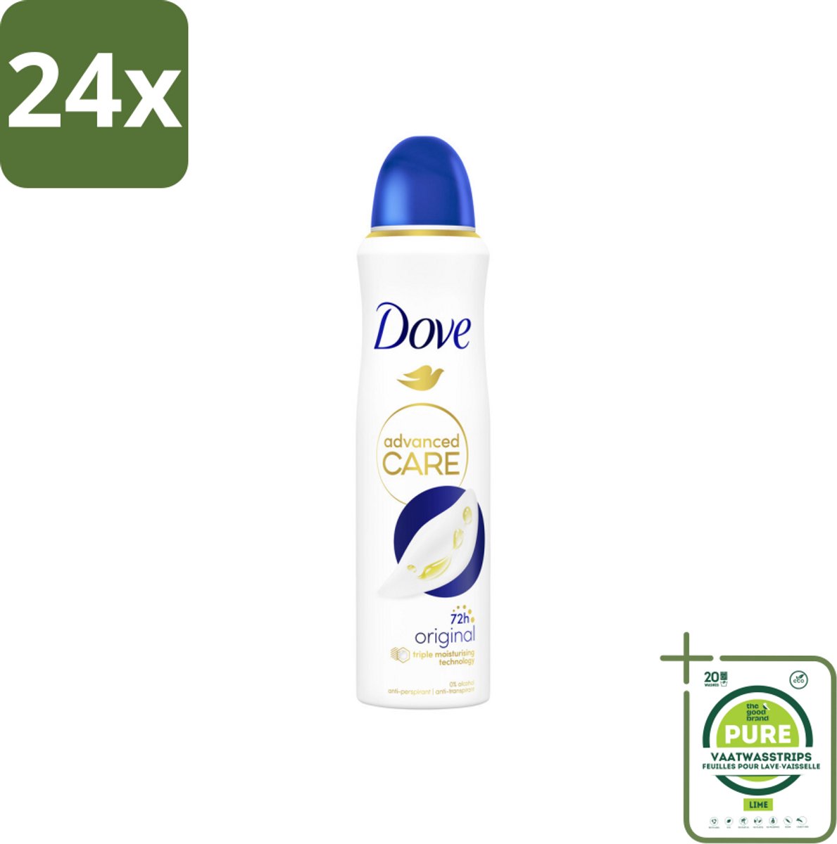 Dove – Deodorant Spray – Original – 150 ml - Voordeelverpakking - 24 stuks - Anti-transpirant - Deodorant spray