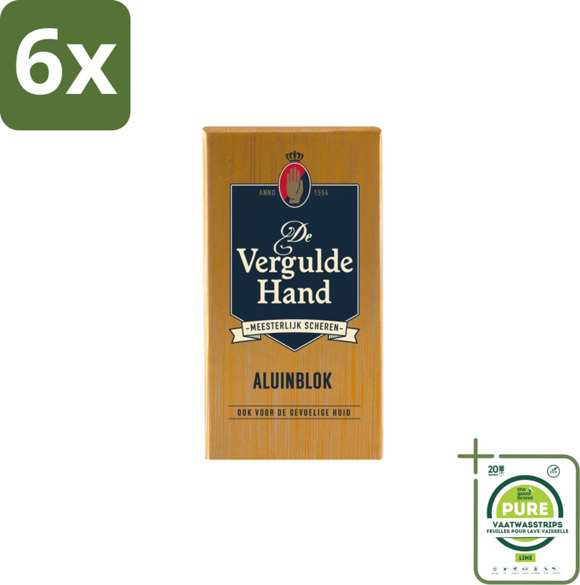 Vergulde Hand - Aluinblok - 75gr - Voordeelverpakking - 6 stuks - Aluminiumblok - Scheerwondje
