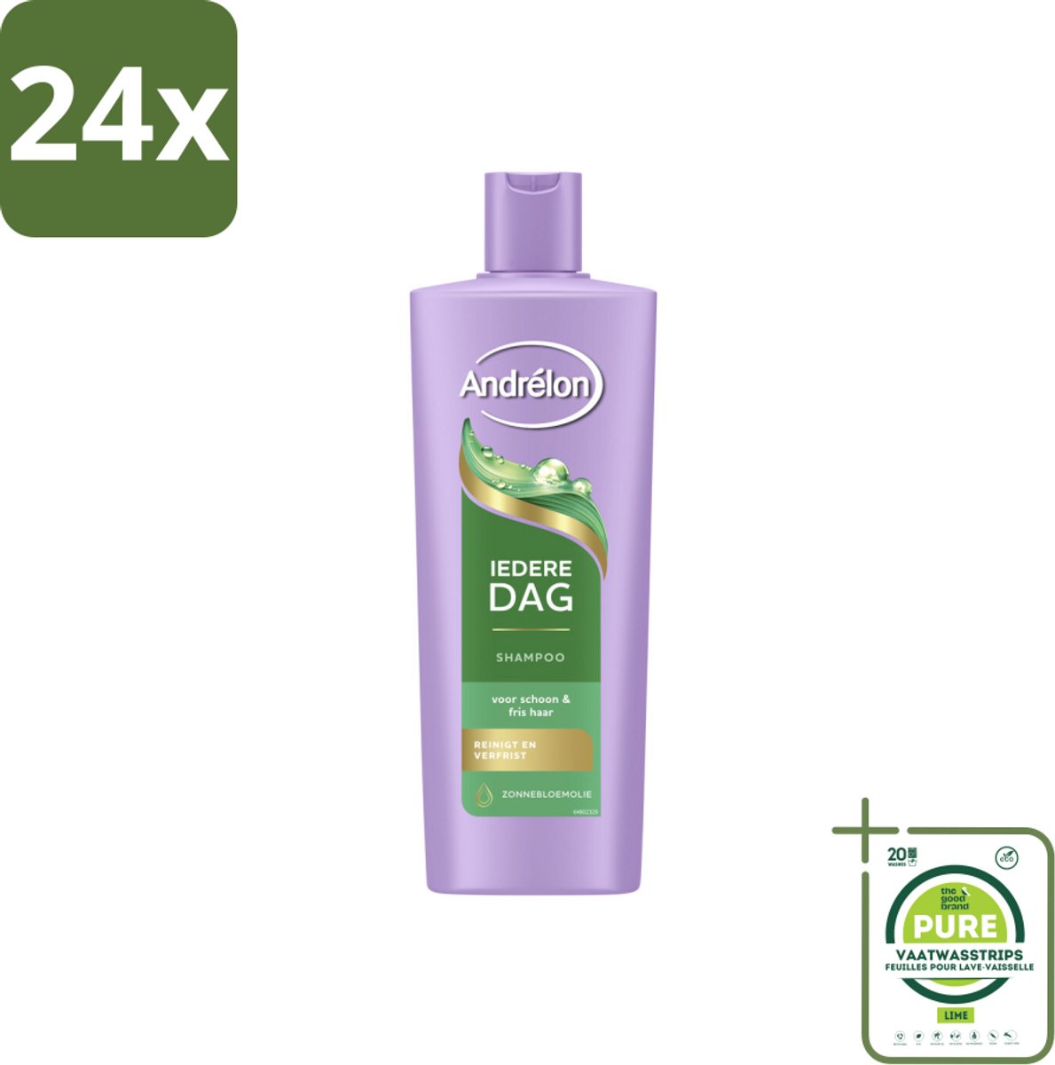 Andrélon – Shampoo – Iedere Dag – 400 ml - Voordeelverpakking - 24 stuks - Dagelijks haar wassen - Fris haar
