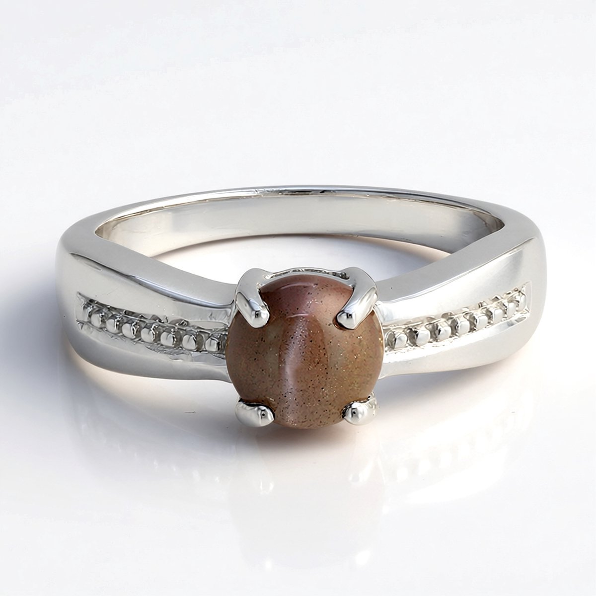 Cavill - Herenring 925 Sterling Zilver - Platina Geplateerd - 1,51 ct Kattenoog Scapoliet Cabochon Steen - Elegant & Braziliaans