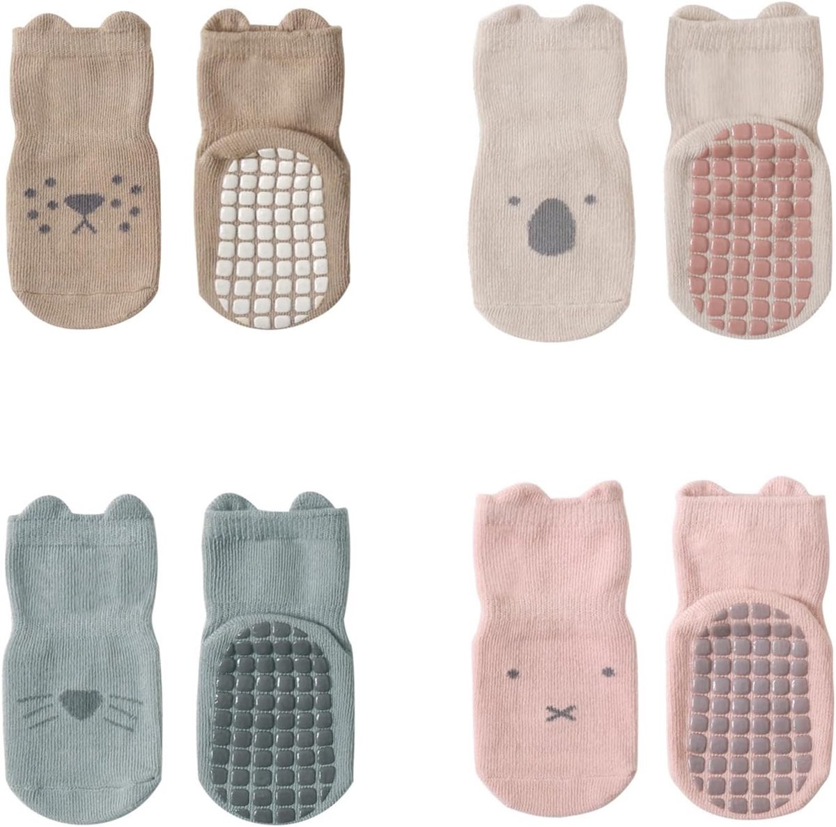 Kleurige antislip sokken voor kinderen, peuters en baby's - comfortabele en veilige sokken voor binnen en buiten
