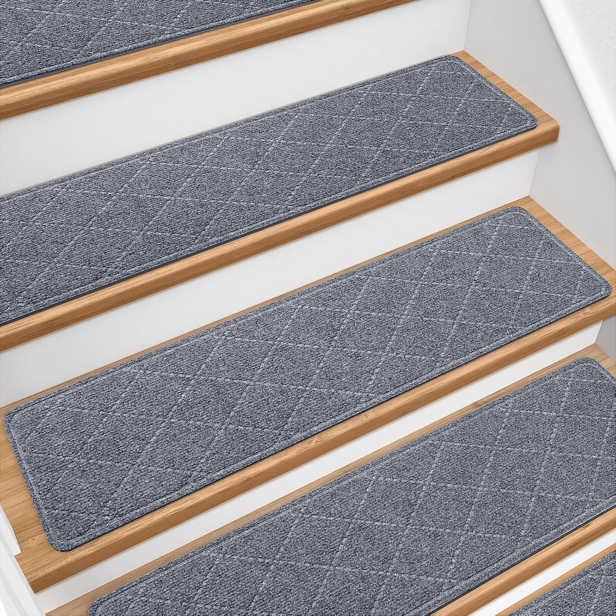 Antislip traptreden - zelfklevend en antislip - voor veiligheid op houten trappen - traploperbescherming - voor thuisgebruik - grijs - 20x76 cm - 15 stuks