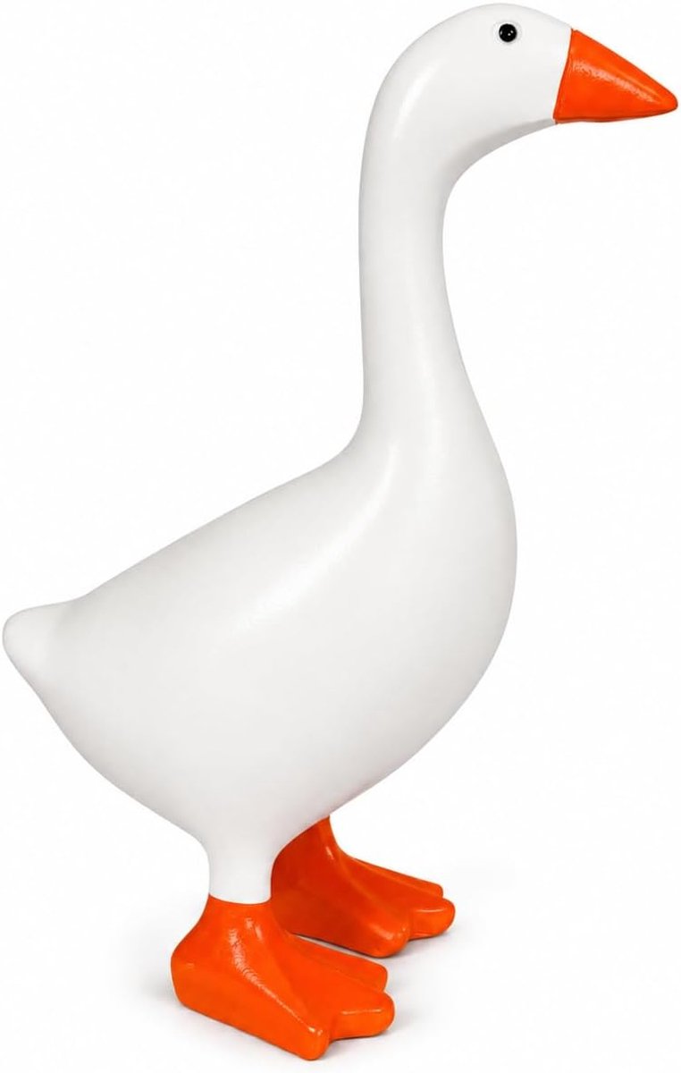 Ganzenbeeldje 17cm van Hars - Schattige Bureau Decoratie en Woondecoratie - Dierenbeeld voor Woonkamer en Bureau - Origineel Cadeau voor Housewarming en Feestdagen