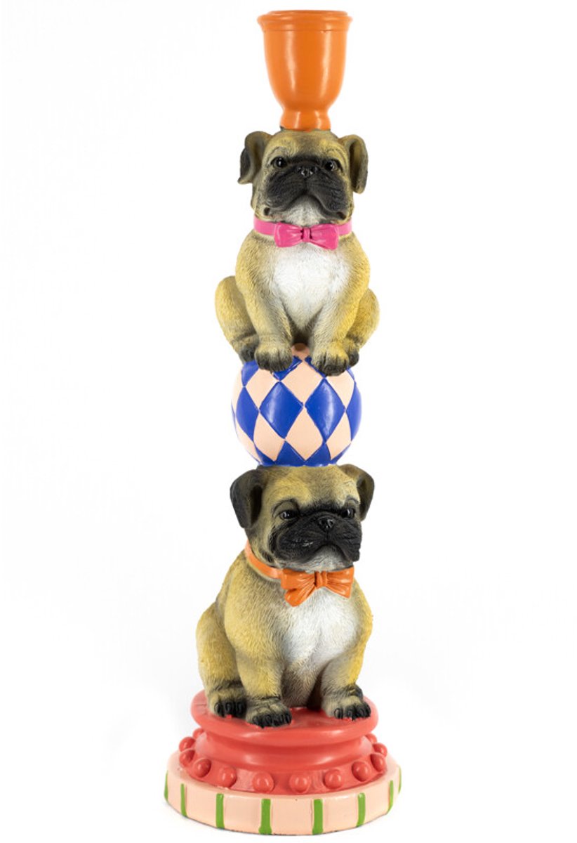 Kaarsenstandaard Puggy circus pugs wb