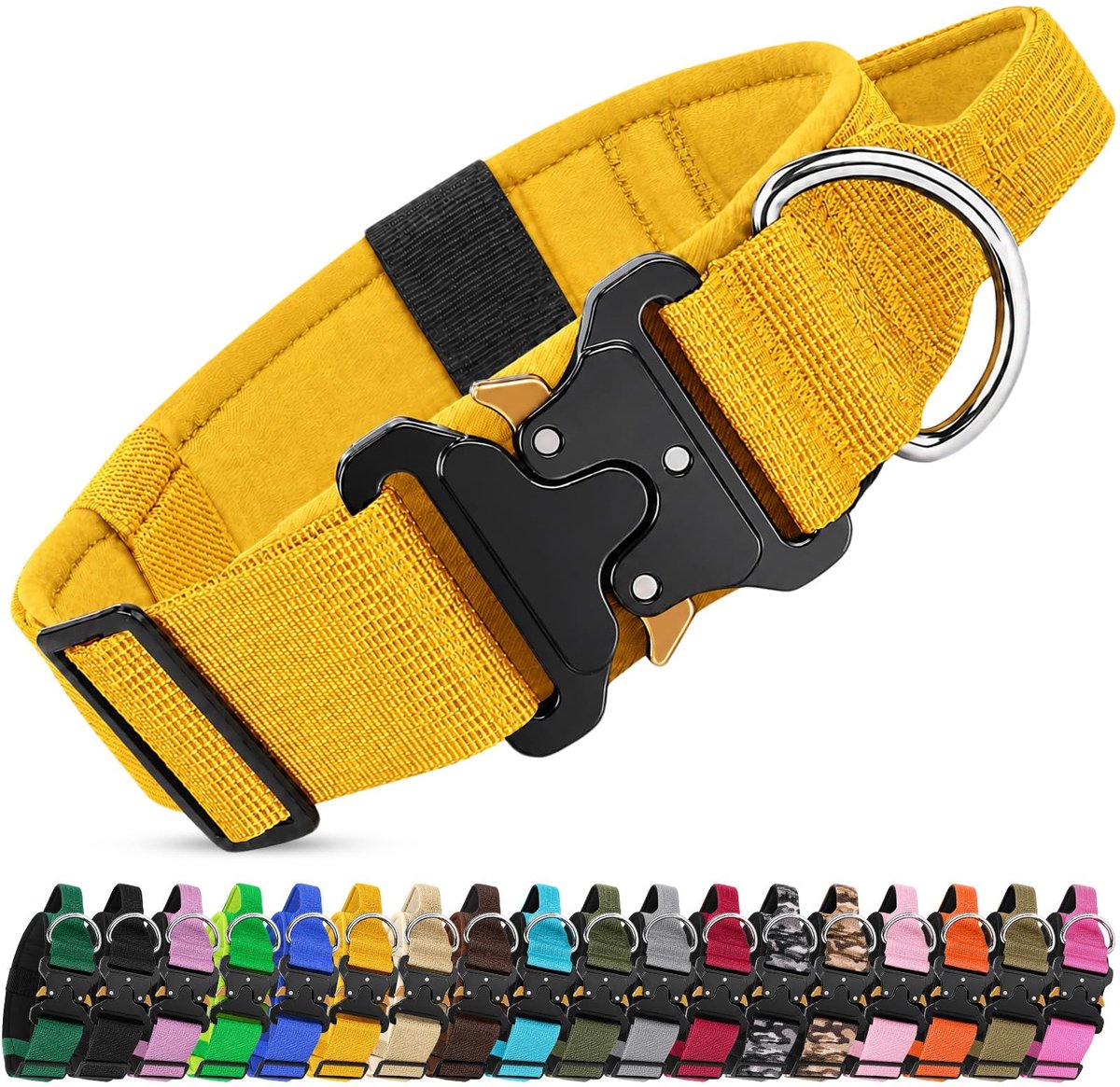 Tactische hondenhalsband (Geel, XL) - ShopVlot