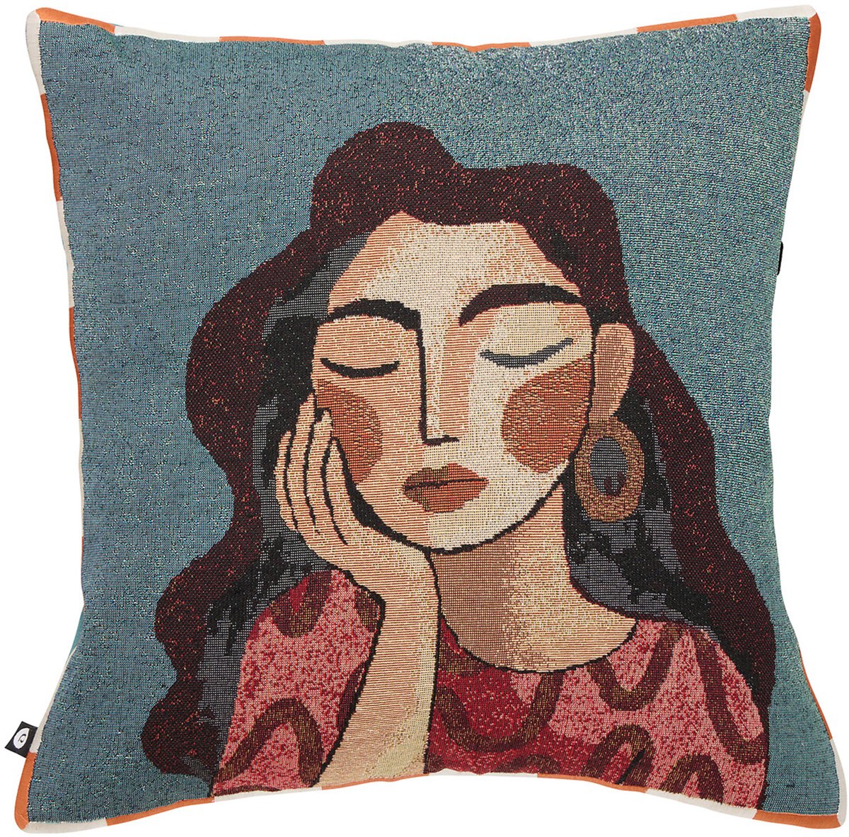 Decoratief jacquardkussen met portretmotief