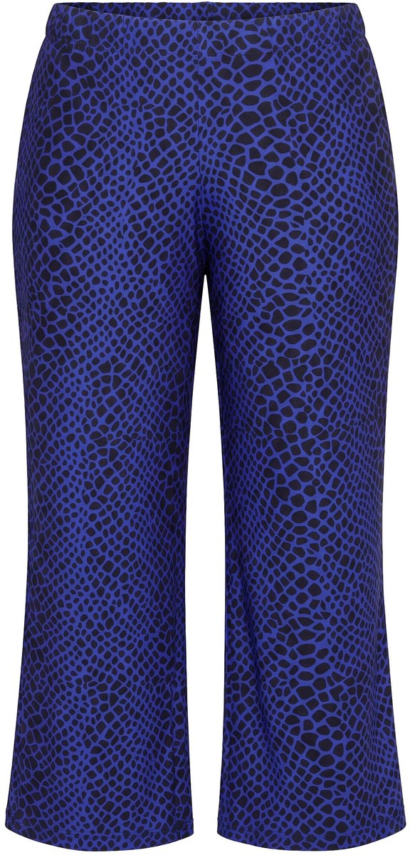 Ulla Popken - Dames - Jersey broek slangenpatroon rechte pijpen - Zwart - Maat 42+