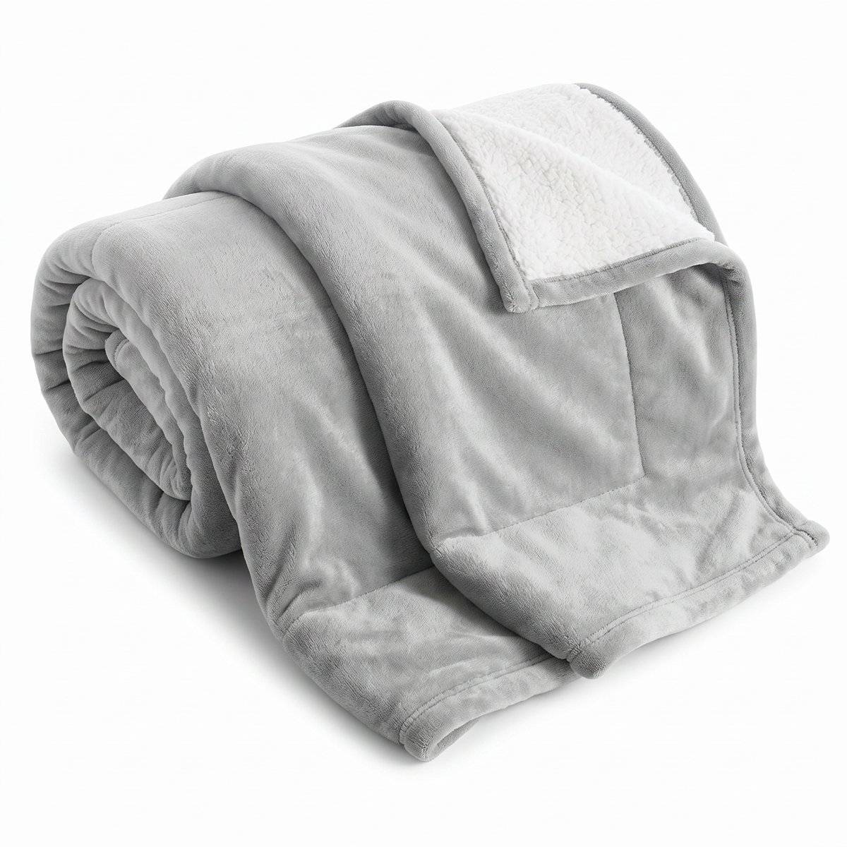 Cheqo® Fleece Deken - Sherpa Deken - Plaid - Knuffeldeken - Woondeken - Bankdeken - Licht Grijs - Dekentje en Sprei voor Bank en Bed - Deken voor Woonkamer - Winter - Extra Zacht en Warm - Pluizig - Tweezijdig - 2 Persoons - Fleecedeken