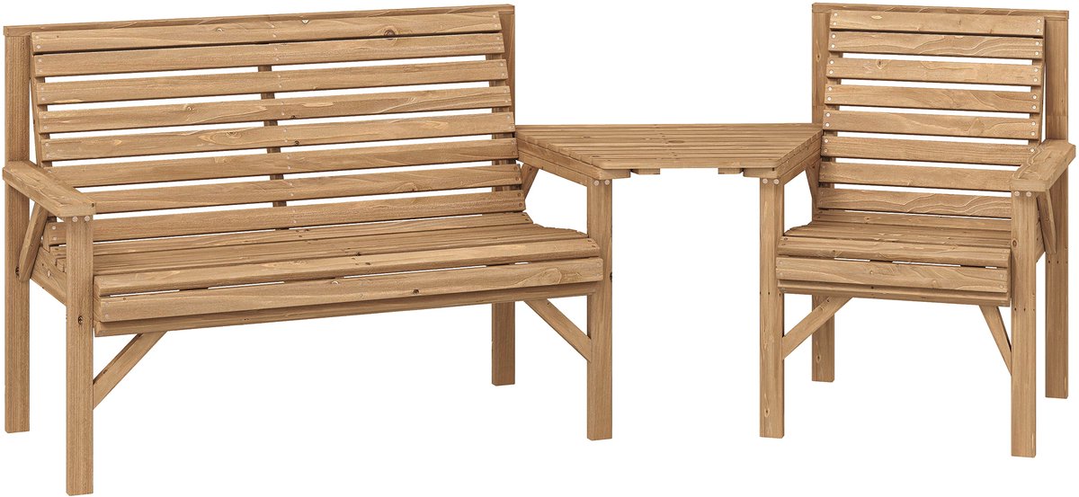 Outsunny Tuin Leisure Stoel Set-Sparrenhout-121L x 65B x 90H cm-Natuurlijke houtlook