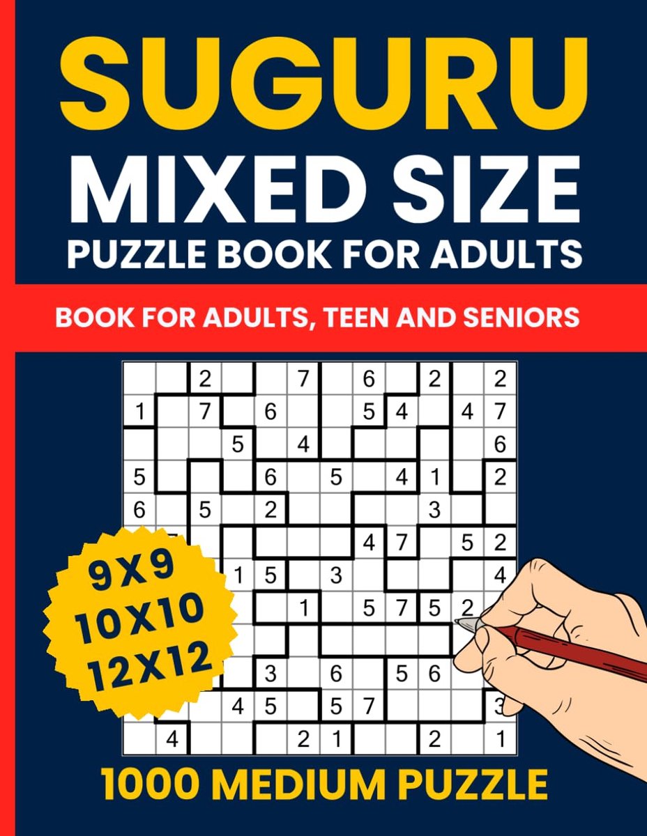 Suguru Puzzle Book for Adults - 1000 Medium Logic Puzzles with Mixed Grid Sizes (Tectonic / Number Blocks): - ShopVlot