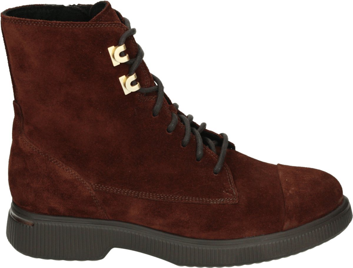 Durea - 9837 H - Hoge sneakersVeterbootsDames veterschoenenDames sneakersHalf-hoge schoenen - Kleur: Bruin - Maat: 38