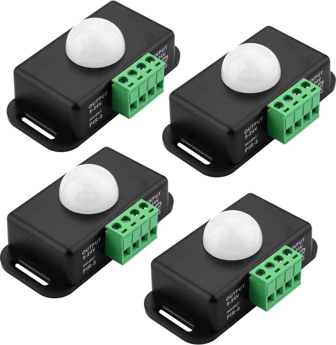 Mini bewegingsmelder DC 12V 6A, automatische infrarood sensor‑schakelaar, 4 stuks zwart