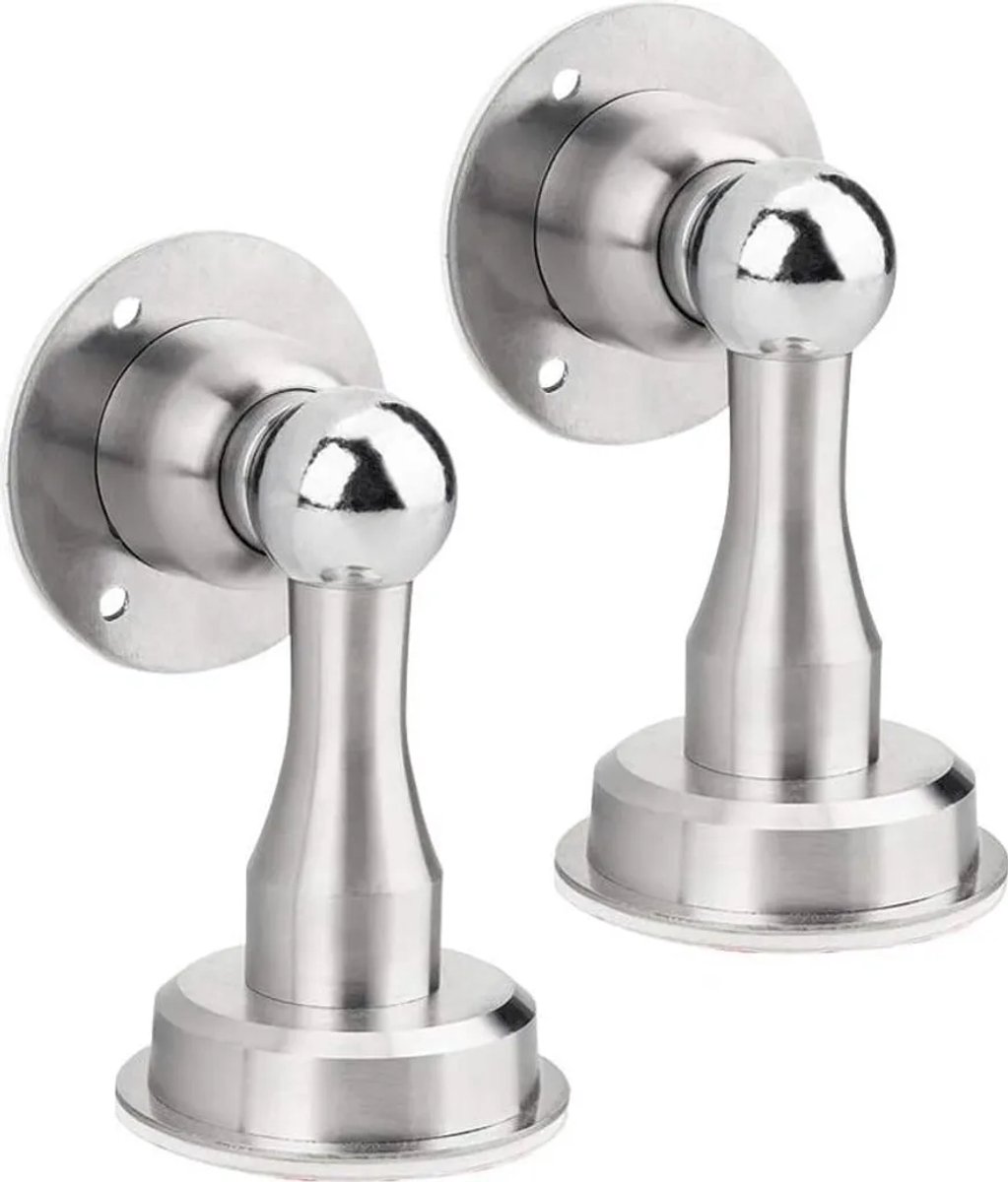 Deurstopper Geschikt voor magnetische sluiting, stevige wanddeurstopper, zelfklevende roestvrijstalen deurstopper, 2 stuks.