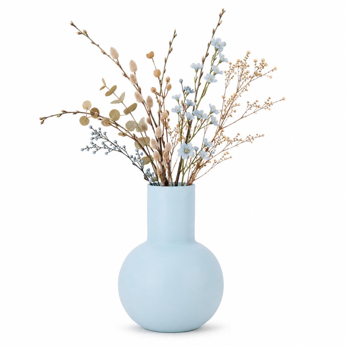 Floran Design bloemenvaas Clarice - blauw - mat glas - 22 x 30 cm - glazen vazen - siervaas - boeketten