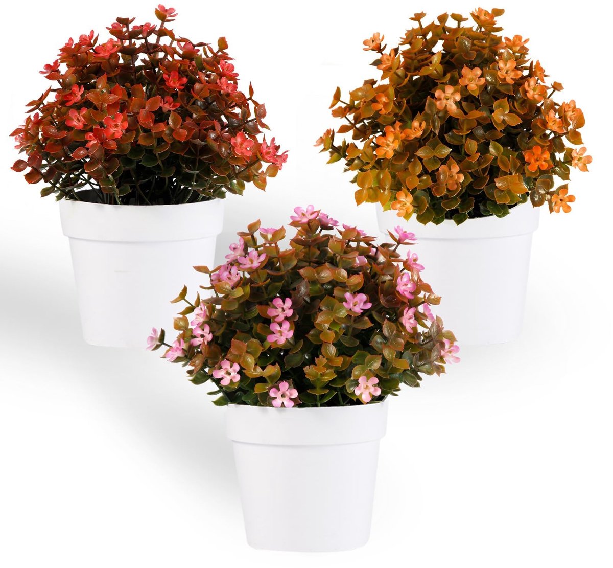 Famanu Kunstplanten met pot, set van 3 stuks, kleine eucalyptus voor indoor decoratie Zwart