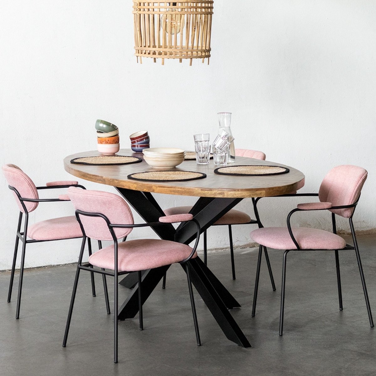 Eettafel Ovaal - Visgraat - Mangohout - 240cm - Tafel Max - Giga Meubel