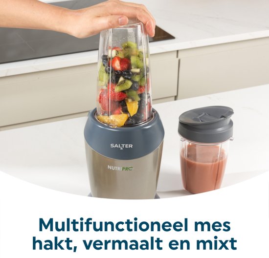 Salter Nutripro 1000W Blender Met 2 Reisbekers, Rvs Behuizing van Merkloos — afbeelding 3