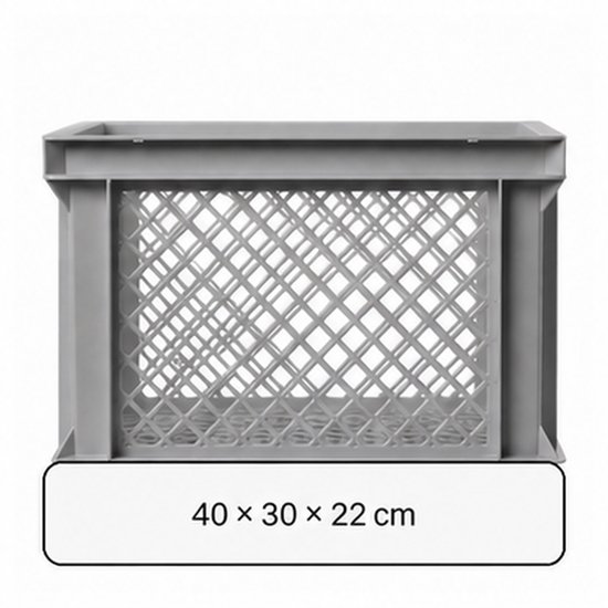 Vintag Fietskrat - 26 Liter - 40 x 30 x 22 cm - Kunststof - Grijs — afbeelding 3