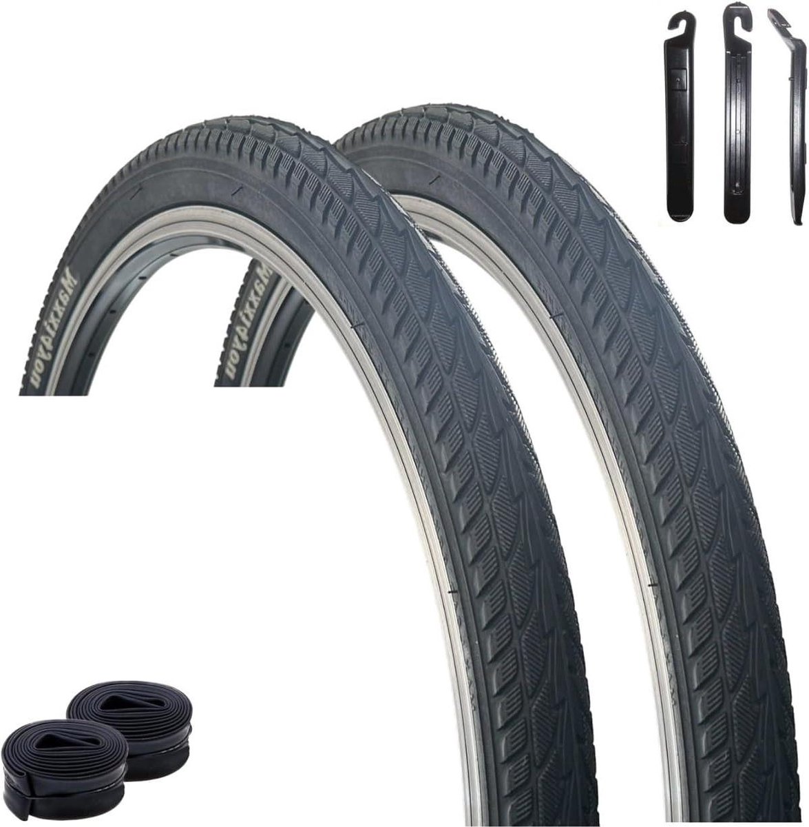 Fietsbanden Set - Banden en Binnenbanden - Veilig Fietsen - Inclusief Bandenlichter - 26 x 1.75 Inch - Zwart