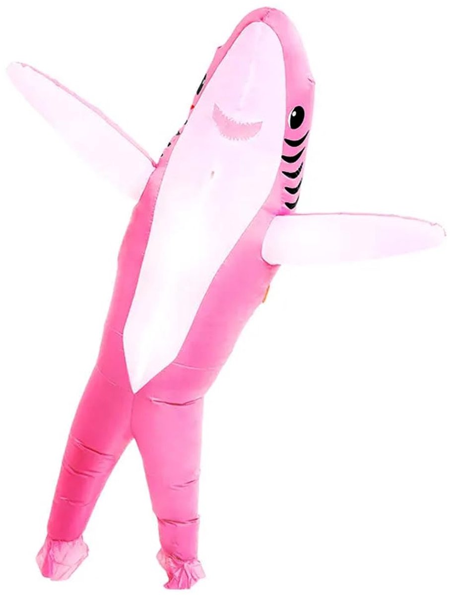 FXICH Opblaasbaar haaienkostuum voor volwassenen, haai Halloween kostuum fancy dress (opblaasbaar haaienkostuum roze) - ShopVlot