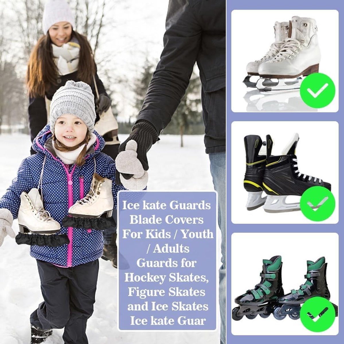 Ice Hockey Blade Protector voor Volwassenen en Kinderen - Waterdicht Oxford Stof met Beschermende Voering voor Schaatsen - Maten 31 tot 46