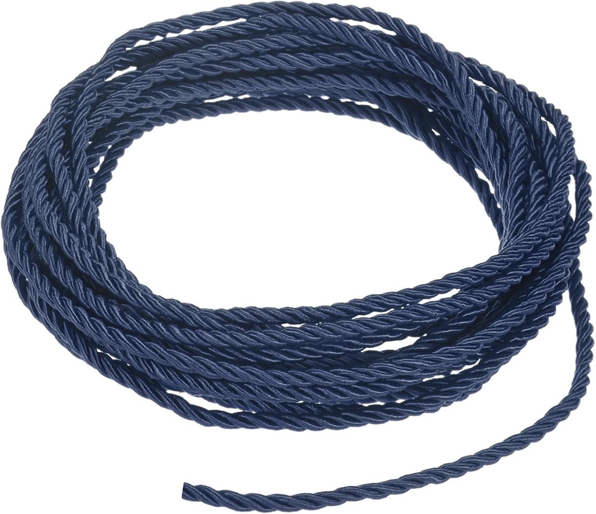 5 Yards Marineblauw Zacht Polyester Gedraaid Touw Koord - 3 mm Decoratief Koord voor Ambachten, Geschenken en Huisdecoratie