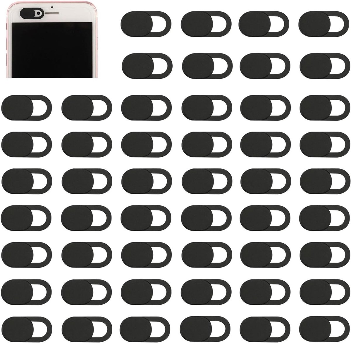 Webcam Cover Slider - Zwart - 1,8 x 0,9 cm - Dunne Privacybescherming voor Laptop en Mobiele Telefoons