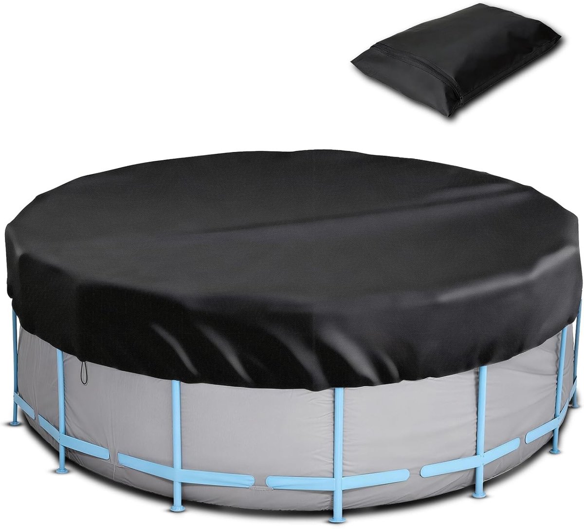 Ronde zwembadafdekking van 10 meter, beschermhoes voor bovengrondse zwembaden en hot tubs, zonbescherming met trekkoordontwerp
