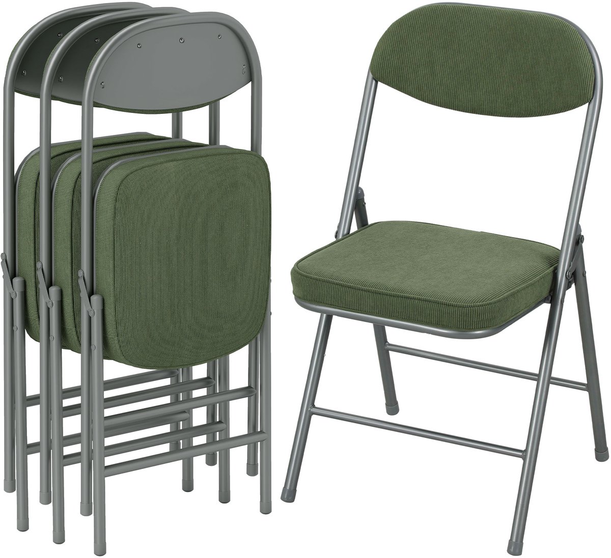 Homcom Klapstoel-Polyester, Staal-48,5L x 45B x 82H cm-Groen