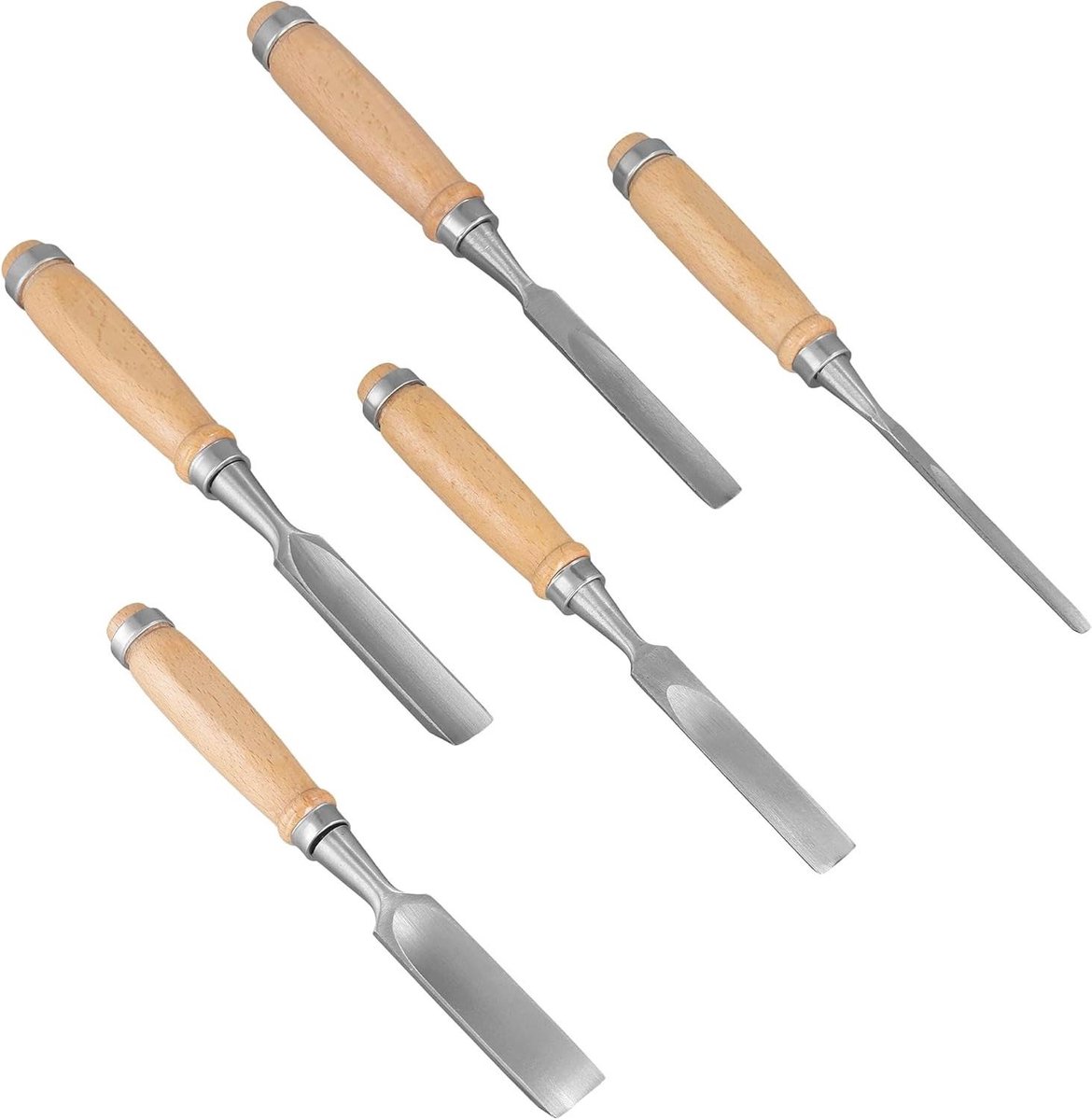 Houtsnijwerk Beitel Set - Houtbewerking Gereedschap - Hout Bewerken - 5 Delige Set - 5 Stuks - Houtkleur