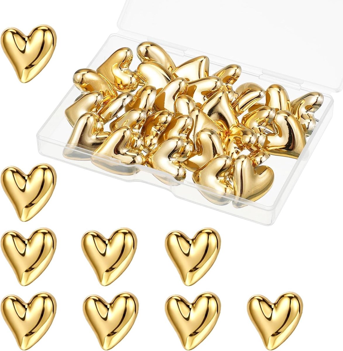Hartvormige Punaises - Goud - 2.1 x 2 cm - Duurzame Decoratieve Duimspijkers - Voor Thuis en Kantoor