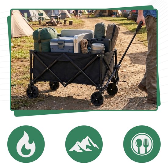 Verticaal opvouwbare bolderkar 80 x 42 x 60-97 cm - 100 kg - compact paraplusysteem — afbeelding 2