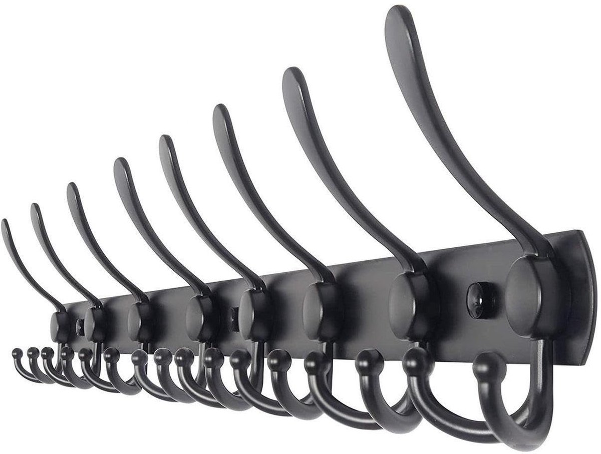 Famanu Wandkapstok met 24 haken, hangende muur kapstok van , 75 cm, mat zwart, ideaal voor het ophangen van jassen en accessoires