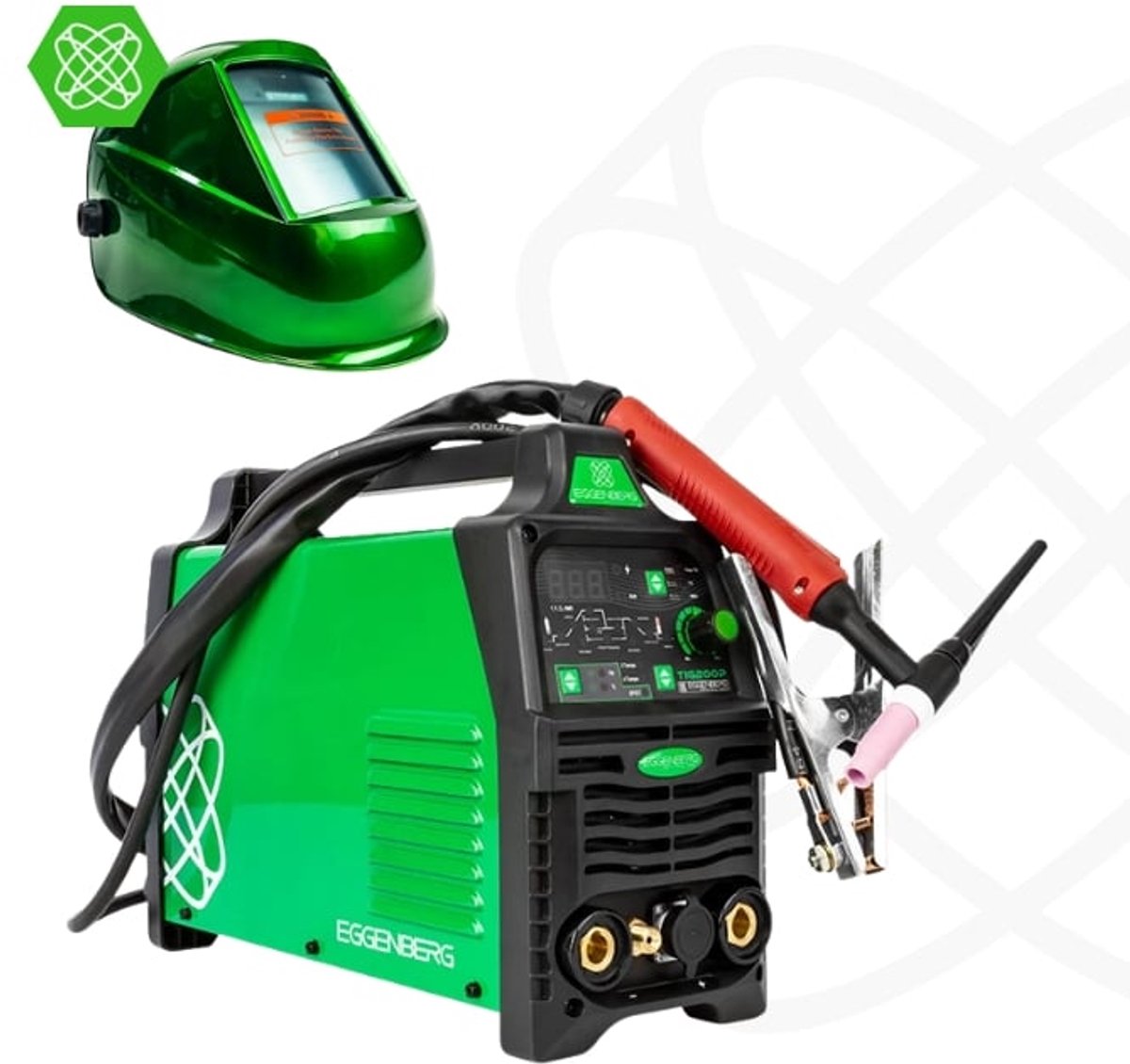 Eggenberg TIG200P TIG Lasapparaat 10-200A DC/HF PULSE 230V + Automatische Lashelm