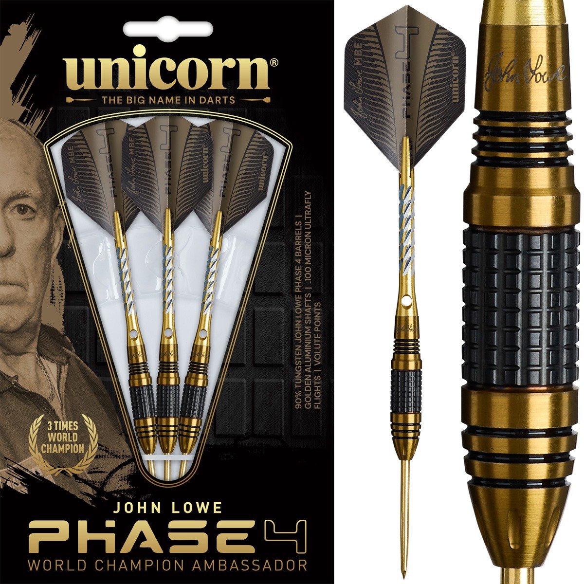 Unicorn John Lowe W.C. Phase 4 90% - Dartpijlen