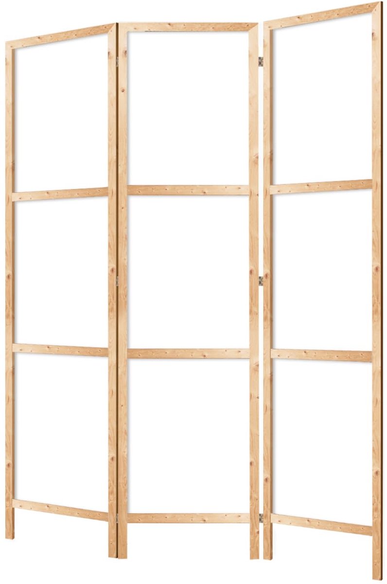 Famanu Enkelzijdige paravent roomdivider met 3 panelen, Japanse kamerverdeler voor binnen, scheidingswand en vouwscherm, zonder motief, afmetingen 135x172 cm Zwart