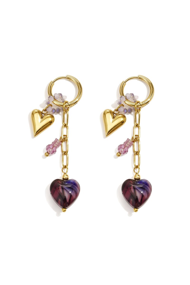 Oorbellen van roestvrij staal met hartjesmotief, simple daily simple serie, dames sieraden