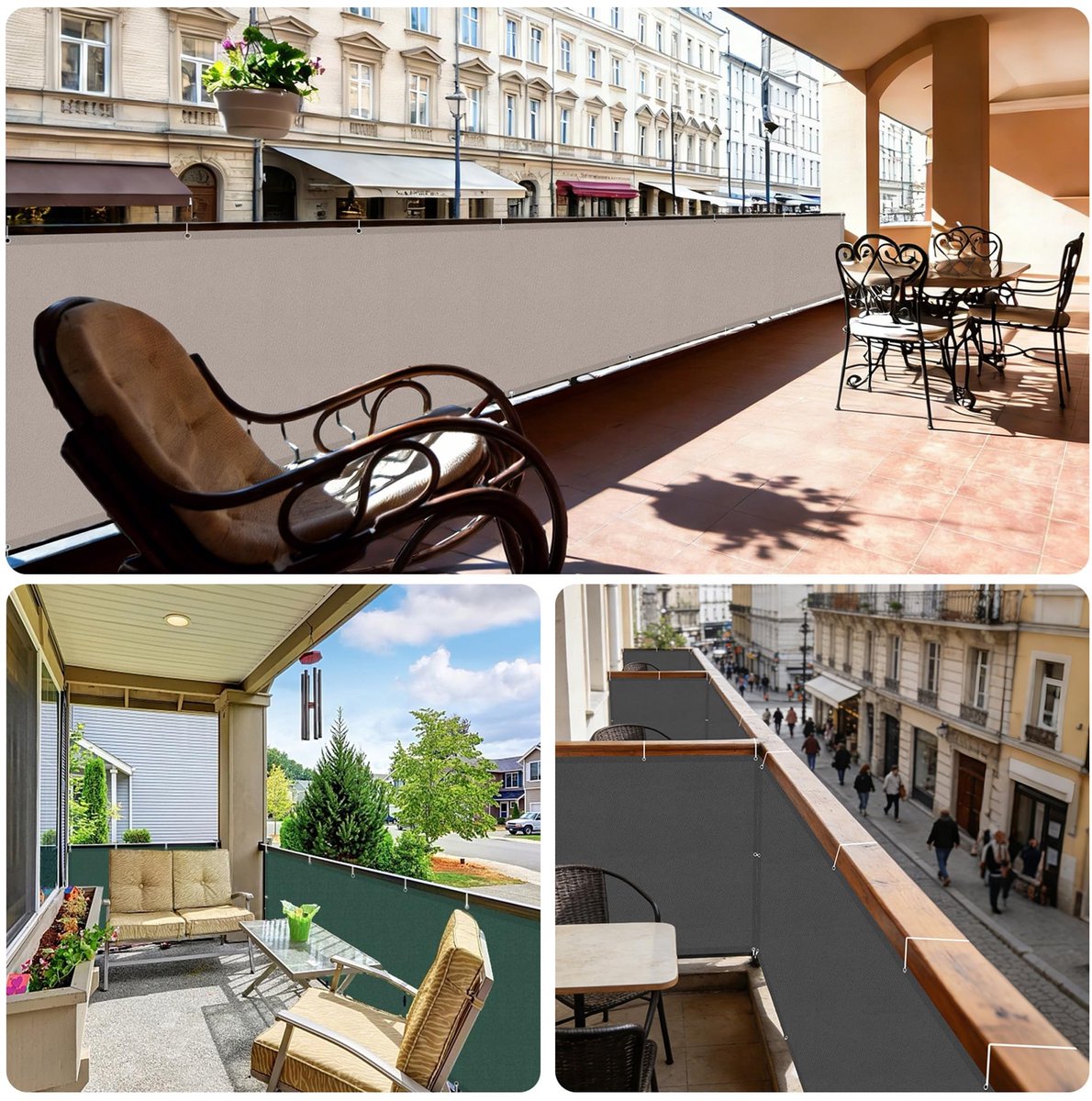 Sunnylaxx Balkon Scherm Inclusief kabelbinders 90x600cm Antraciet - ShopVlot
