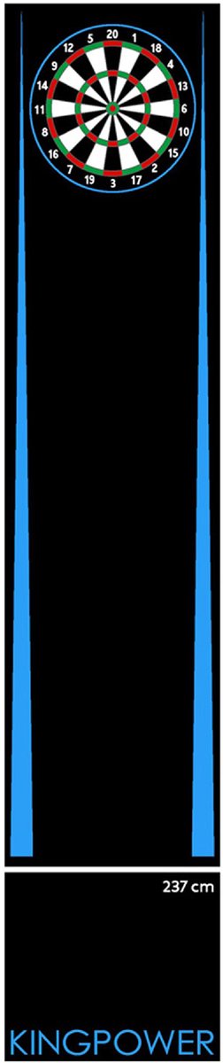Dartmat, accessoires voor stalen darts, darts, dartbord, dartmat, target oche darts, bescherming van de werplijn, rubberen vloerbedekking, blauw dartbord, 290 x 60 cm, Kingpower