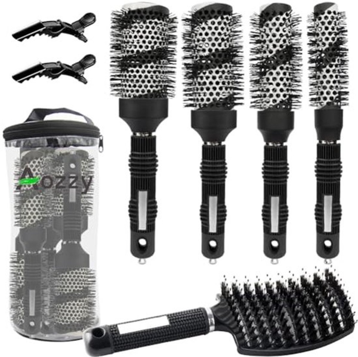Professionele Salon Styling Borstel Set - 5 Stuks Ronde Haarborstels voor Föhnen en Krullen
